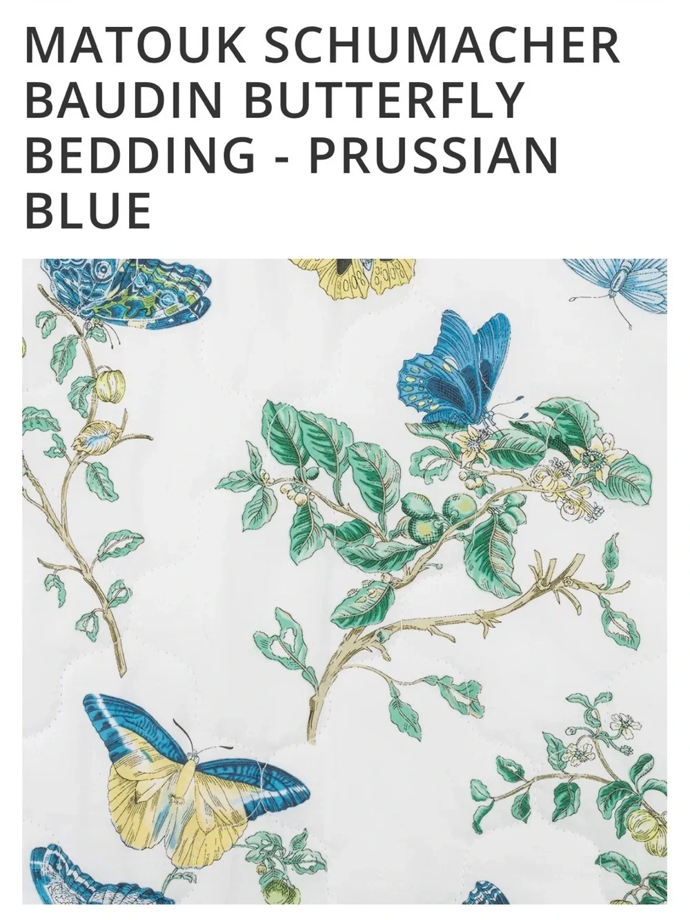 NEW Full Queen MATOUK SCHUMACHER BAUDIN BUTTERFLY DUVET -PRUSSIAN BLUE $725MSRP